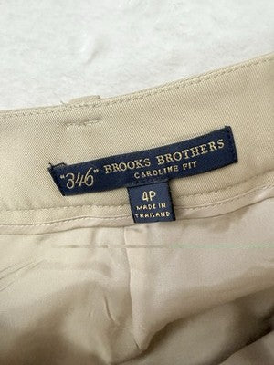 Brooks Brothers Caroline Fit Pants 4 Petite Beige Wool Straight Leg *FlawRead