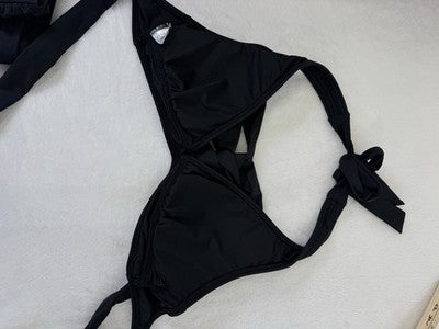 Venus Bikini Set Halter Top 6 High Rise Bottom 4 Black Womens Swim Swimwear New