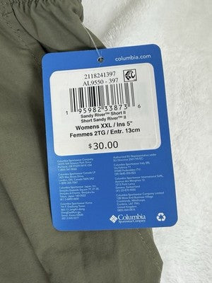 Columbia Shorts Womens XXL Sandy River Short II 5” Nylon Pockets New NWT