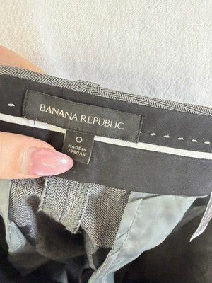 Banana Republic Sloan Pants Size 0 Gray Herringbone Womens Button Hem