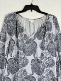 J Jill Pure Jill Large Tunic Top Blouse Long Sleeve Purple Paisley Boho