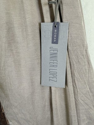 Jennifer Lopez Top 1X Womens Sleeveless Beige Sequined
