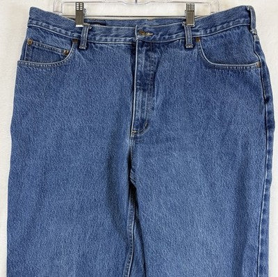 Lands End Jeans 38 Mens 38x34 Blue Denim Square Rigger
