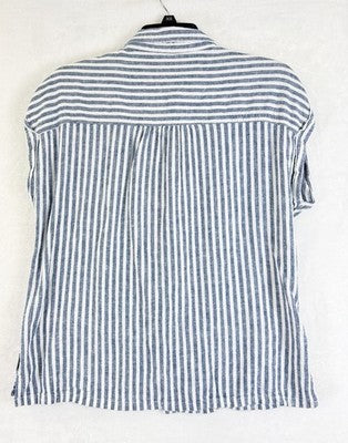 Orvis Womens Tops XS 100% Line Button Down Blue White Striped Sleeveless