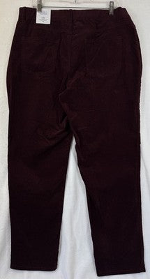 Croft And Barrow Corduroy Pants 18 Straight Leg Mid Rise Burgundy New NWT