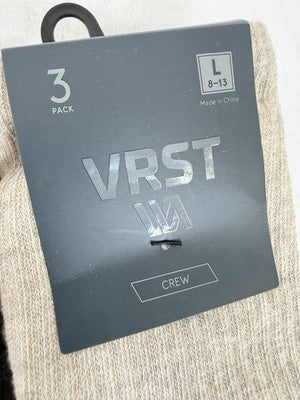 VRST Crew Socks Brown Sand Beige Mens 8-13 Large Cushioned Lot 6 Pairs DSG New