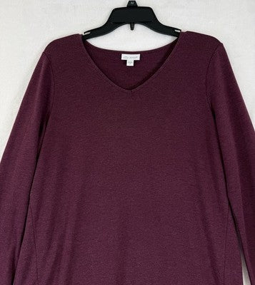 J Jill Pure Jill Luxe Tencel Top Medium Long Sleeve Burgundy Womens