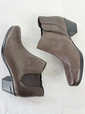 Clarks Womens Shoes 8.5 Leather Booties Brown Emslie Noreen New