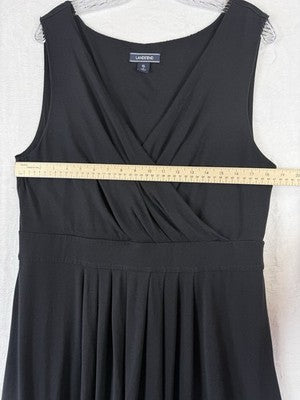 Lands End XL Wrap Dress Black Sleeveless Jersey Knit 18