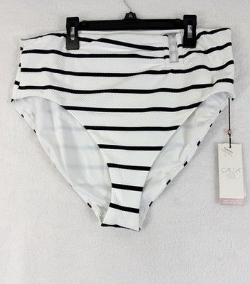 Calia Swim Bottom XL Womens Coastal Stripe Mid Rise Bikini Swimwear New NWT