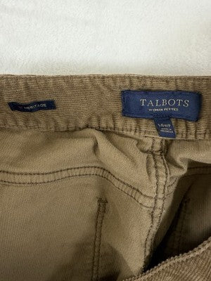 Talbots Corduroy Straight Leg Pants 14W Petite Golden Brown Heritage Fit Women