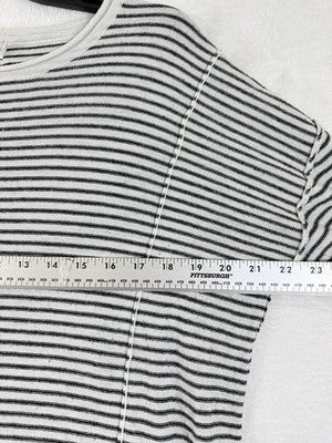 Little Lies Sweater Small Medium Black White Stripe Roll Hem Womens Knit Top