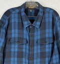 LL Bean Signature Heritage Textured Flannel Shirt XXL Blue Plaid Slim Fit 514244