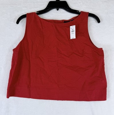 Gap Cropped Top Small Petite Linen Blend Crop Shell Tank Sleeveless Red New NWT