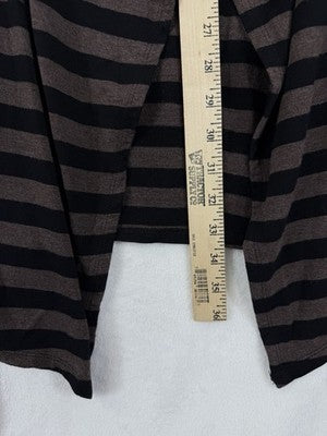 Soma Cardigan Large Soft Black Brown Striped Womens Loungewear Travel