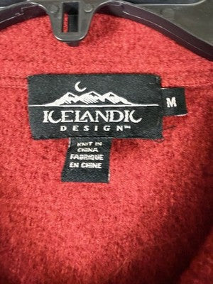 Icelandic Design Wool Jacket Medium Red Full Zip Womens