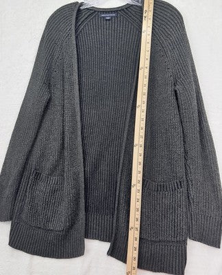 American Eagle Cardigan Sweater Large Womens Gray Long Sleeve Open Front Pockets