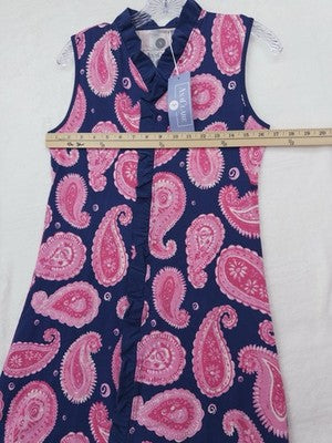 Ana Claire Dress Small Sleeveless Ruffled Tank Pink Blue Paisley Women New NWT