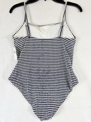 Gap One Piece Swimsuit Womens Medium Navy Blue Gingham Square Neck New NWT