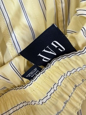 Gap Easy Wide Leg Pants Small Petite Womens Cotton Poplin Yellow Stripe New