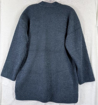 J Jill Cardigan Medium Teddy Fleece Lined Pure Blue Button Blue Women Jacket