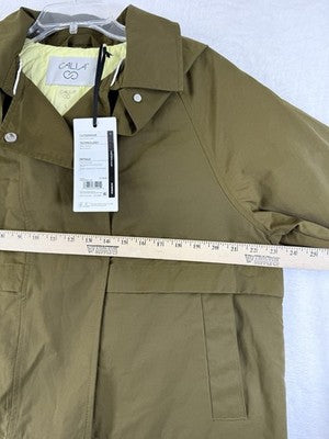 Calia Jacket Large Womens Crop Rain Trench Coat Hooded Green New NWT  $118