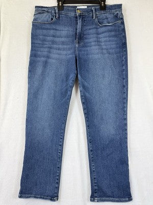 Frame Le High Straight Jeans 33 Denim Blue Womens