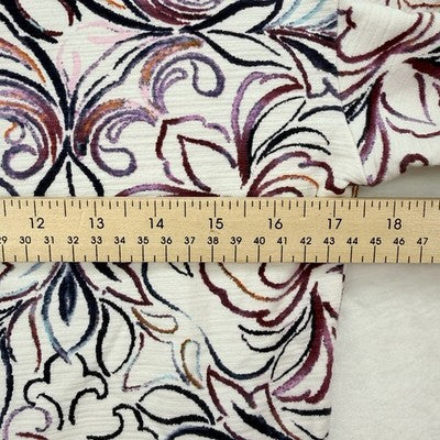T By Talbots Top 3/4 Sleeve XS Petite Womens Button Hem Purple Print Knit