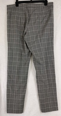 DKNY Dress Pants Womens 12 Gray Plaid High Rise Side Zip