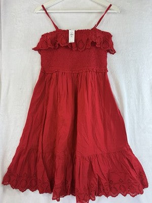 Gap Kids Smocked Ruffle Midi Dress XXL 14/16 Red Sleeveless Girls New NWT
