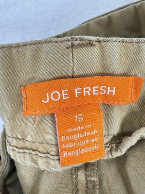 Joe Fresh Cargo Pants 16 Women Beige Tan Khaki Cotton Stretch