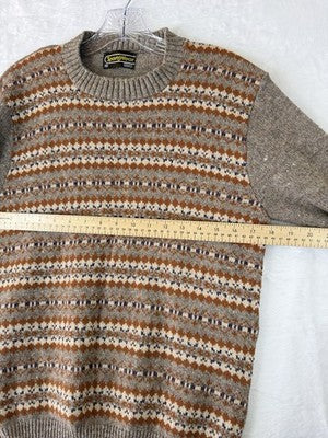 Vintage Mens Sweater Medium Fair Isle Crew Neck 70s 80s Sears