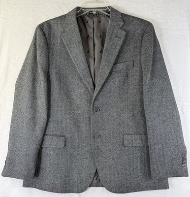 Nautica Jacket Men 42S Blazer Gray Herringbone Modern Fit Sport Coat 42 Short