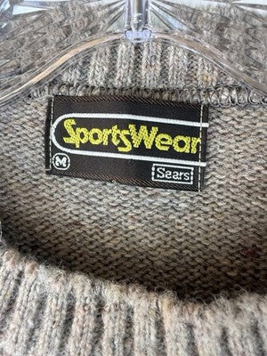 Vintage Mens Sweater Medium Fair Isle Crew Neck 70s 80s Sears