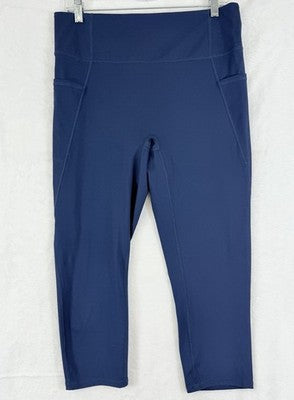 Zuda Crop Leggings Large Blue Pockets Pants Womens Workout