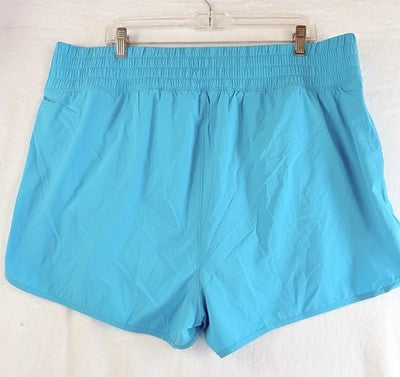 Gap Fit Running Shorts XXL Womens Cyan Blue High Rise Brief Liner New