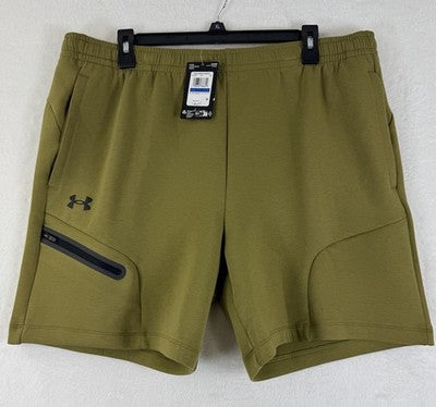Under Armour Unstoppable Fleece Shorts XL Mens 7” Canteen Green Black New NWT