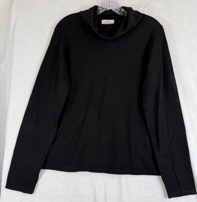 Brooks Brothers Women Sweater XL Black Cowl Neck Merino Wool Long Sleeve Tops