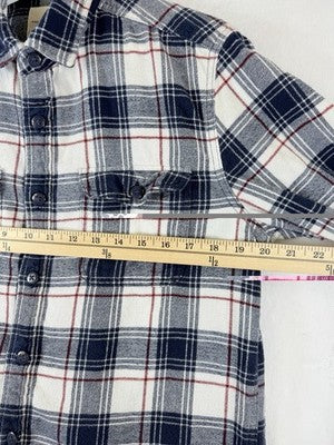 American Eagle Flannel Shirt Medium Mens Blue Plaid Button Down Long Sleeve