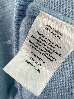 Talbots Sweater Small Light Blue Breton Button Collar Womens