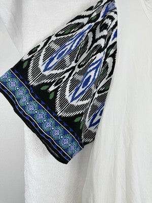 Chicos Tops Size 3 XL Women 40th Anniversary Top Shirt Knit Tee White Blue