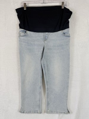 Old Navy Maternity Capri Jeans 6 Light Blue Denim Full Panel Womens