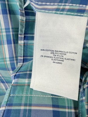 Lands End Large Shirt Blue Plaid Long Sleeve Traditional Fit