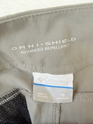 Columbia Anytime Pants Womens 16 Gray Bootcut Omnishield Hiking Quick Dry Nylon