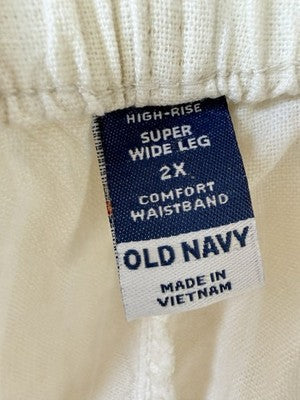 Old Navy Super High Rise Wide Leg Linen Blend Pants 2X Womens Beige New NWT