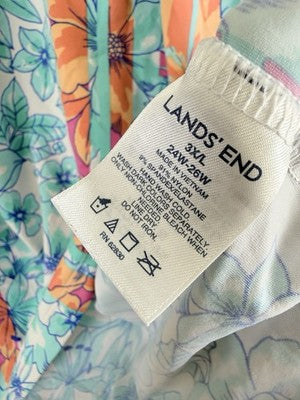 Lands End Rash Guard Womens 3X Swim Top Shirt Long Sleeve Blue Plus Size