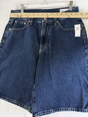 Gap Longline Denim Shorts 27 4 Womens Mid Rise Jorts Jean Blue 11” Long Line New