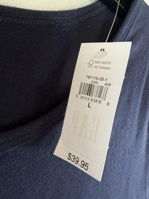 Gap Crop Tee Large Short Sleeve Navy Blue USA Flag July 4th Top Shirt Womens New