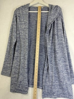 Gap Softspun Hooded Cardigan Small Open Front Blue Jersey Knit Women