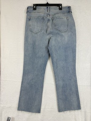 Old Navy Jeans 8 Crop Flare Blue Raw Hem Womens New